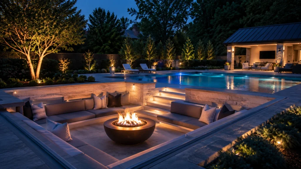 21. Sunken Conversation Pit With a Fire Feature