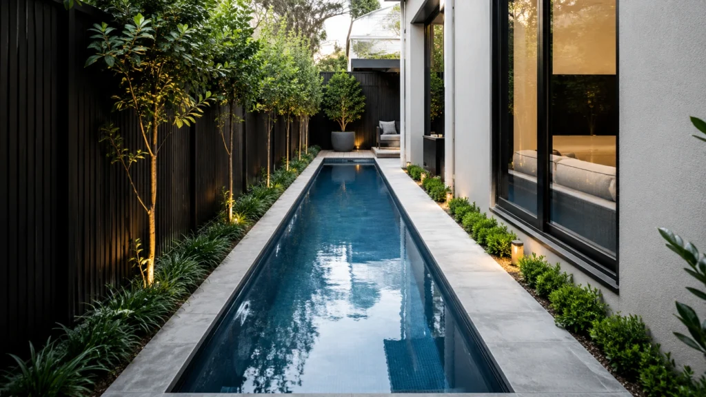 5. Narrow Lap Pool Along the Property Line