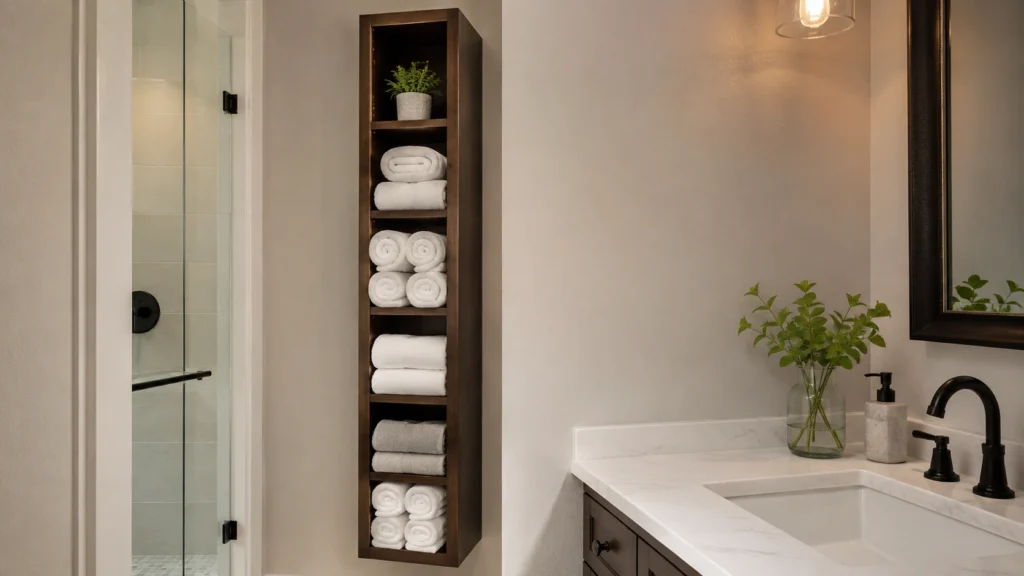 2. Narrow Wall-Mounted Towel Cubby