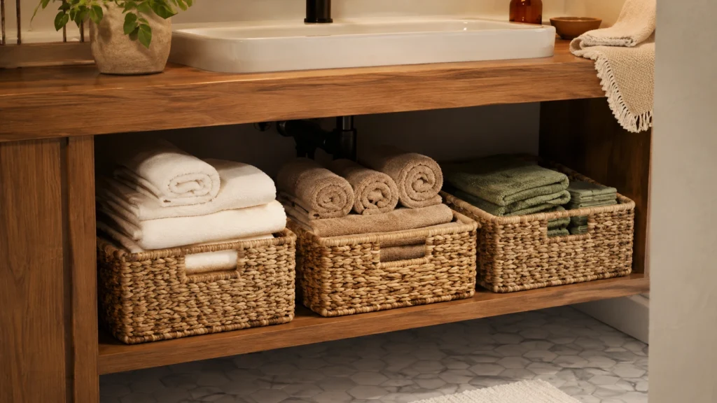 20. Under-Sink Baskets for Spare Towels
