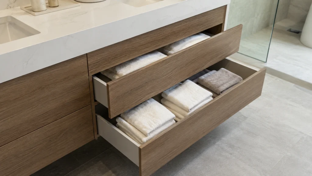 19. Deep Vanity Drawers for Folded Bath Towels