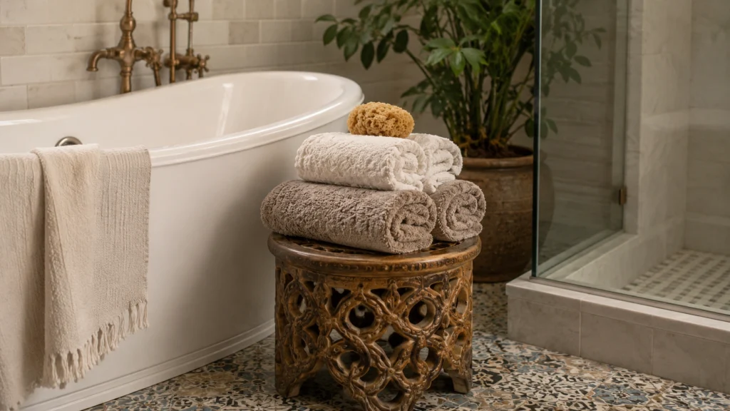 12. Decorative Stool Used as a Towel Stand
