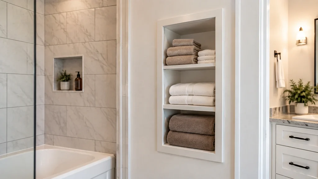 4. Recessed Wall Niche for Folded Bath Towels