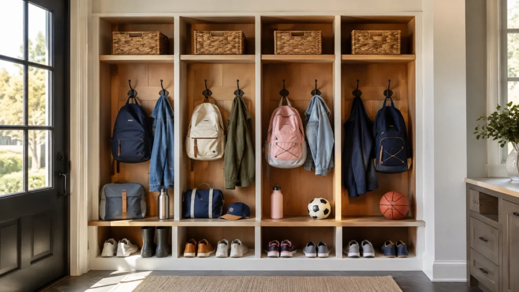 2. Built-In Mudroom Locker System for School Gear
