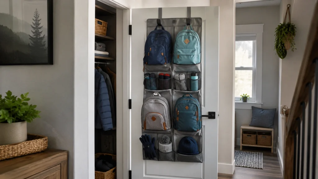 14. Over-the-Door Backpack Organizer for Small Homes
