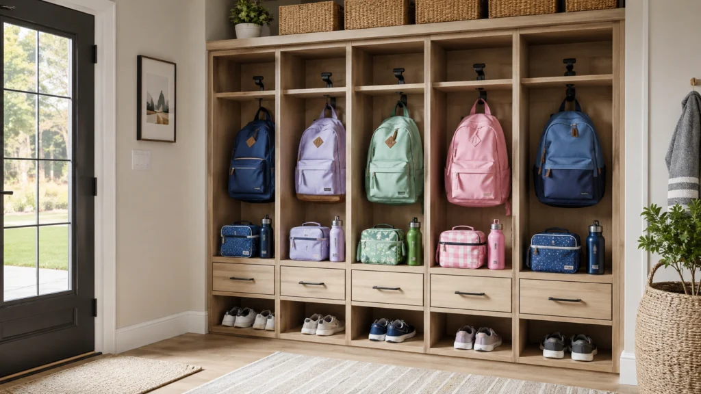 12. Backpack Cubbies With Shelves for Lunch Bags