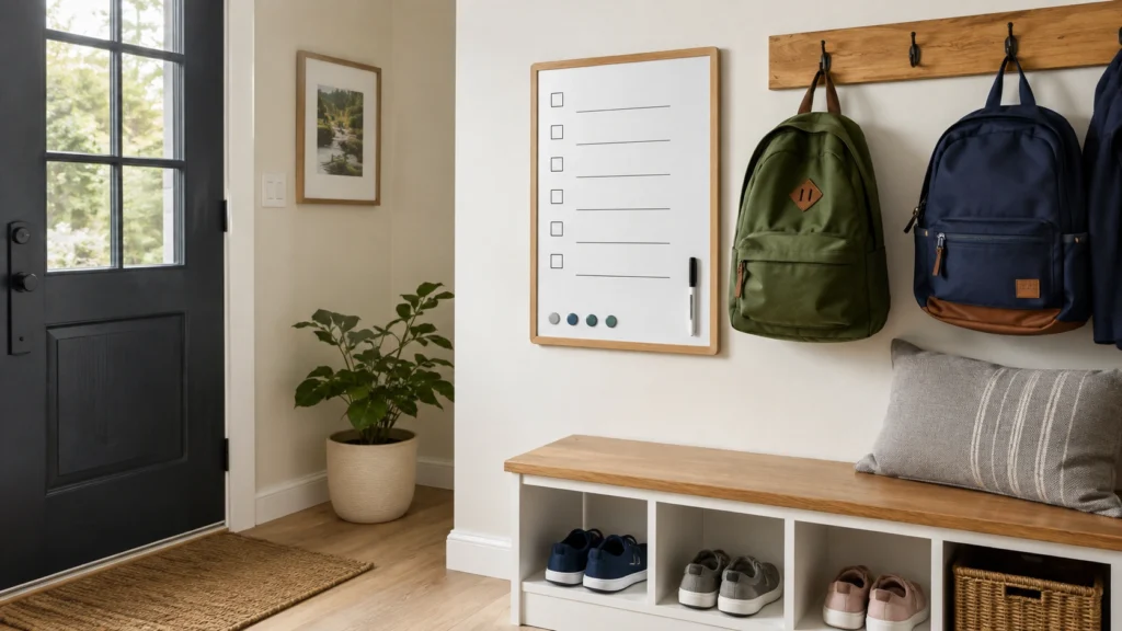 33. Dry-Erase Morning Checklist Near the Door