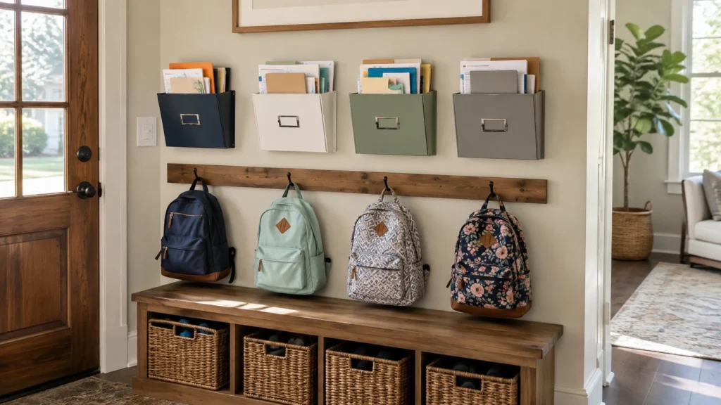 32. Wall File Pockets for Each Child's School Papers