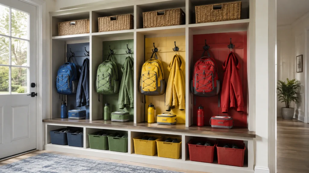 4. Color-Coded Entryway Zones for Multiple Children