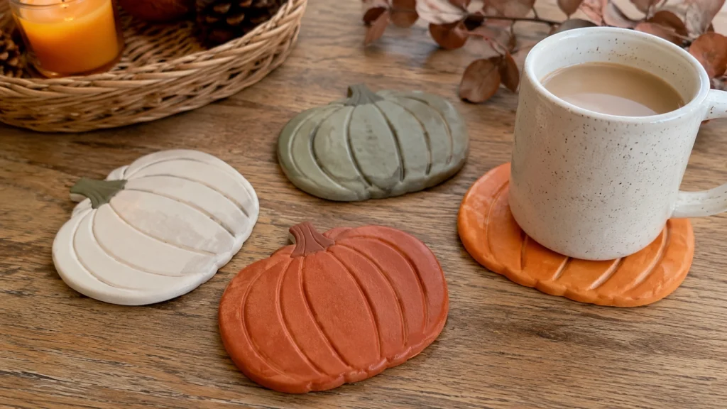 18. Clay Pumpkin Coasters