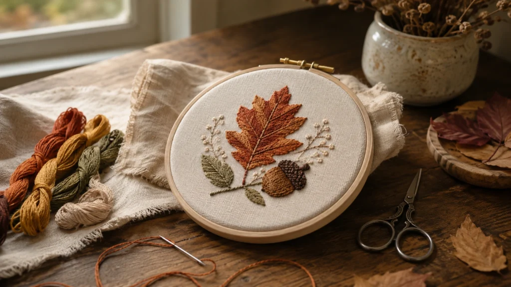 21. Fall Embroidery Hoop Art