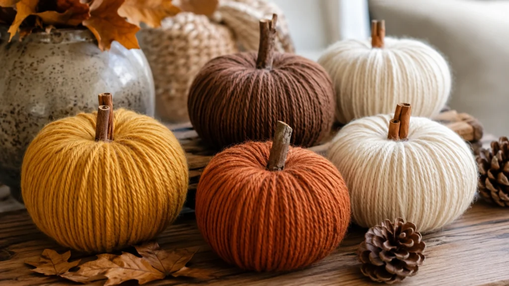 5. Yarn Wrapped Pumpkins