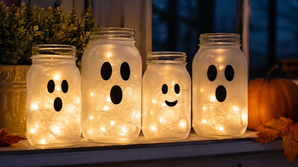 20. DIY Glowing Ghost Jars