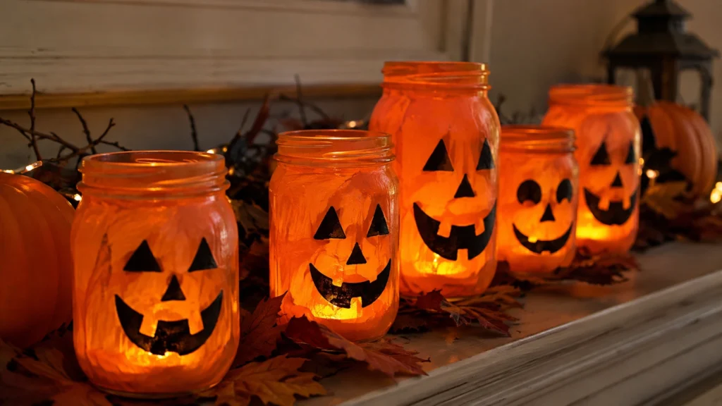 7. Painted Mason Jar Lanterns