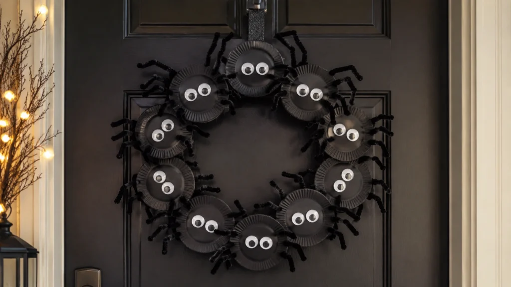 15. Paper Plate Spider Wreath