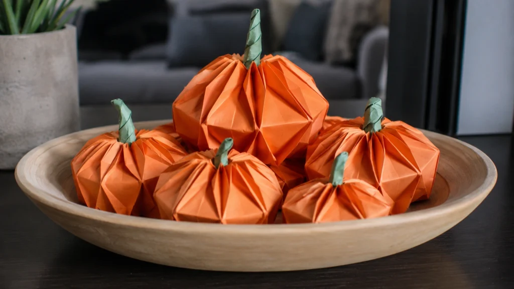 14. Origami Pumpkin Centerpiece