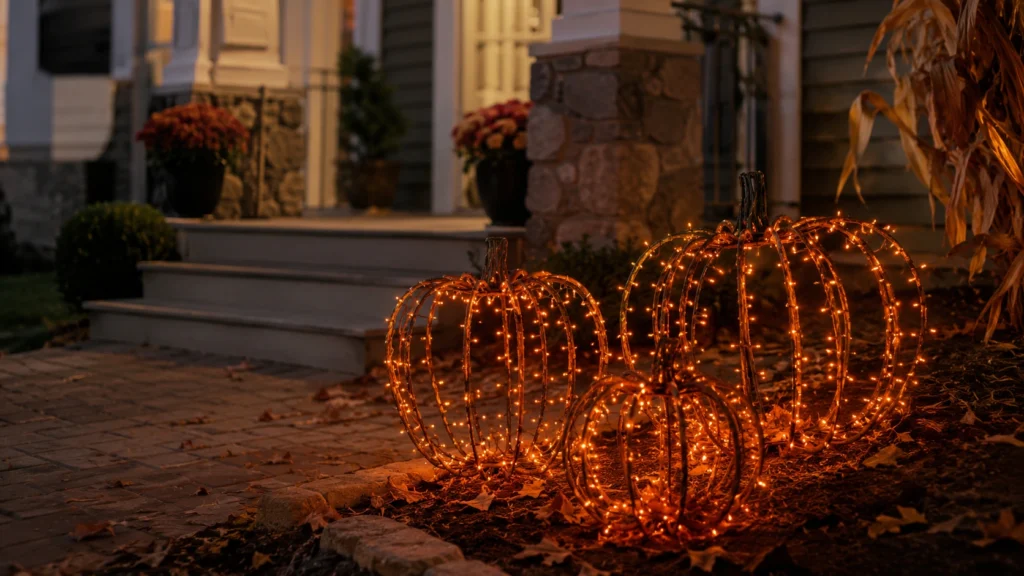 12. Outdoor String Light Pumpkins