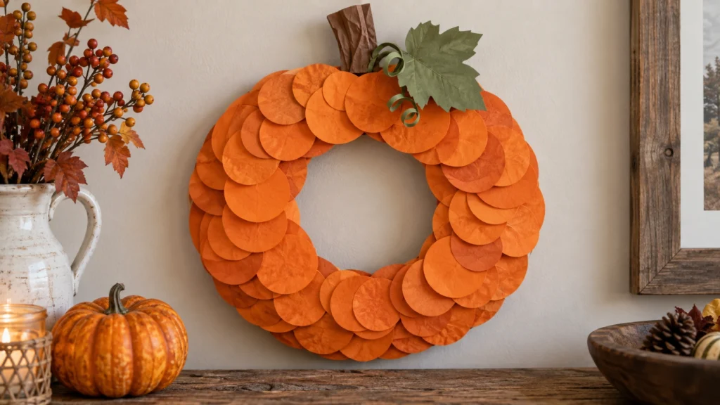 11. Layered Paper Pumpkin Wreath