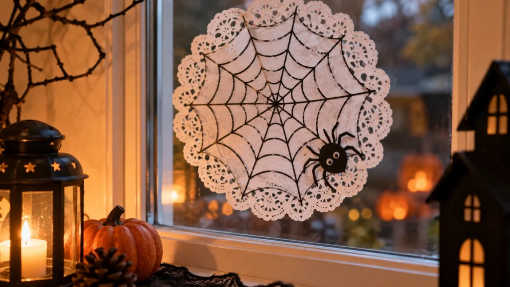24. Paper Doily Web Decoration