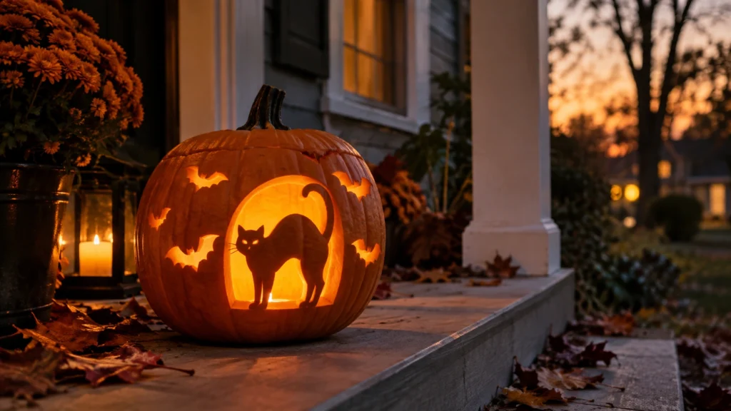 11. Cat Silhouette With Bats
