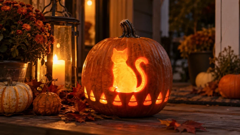 23. Cat With Candy Corn Border