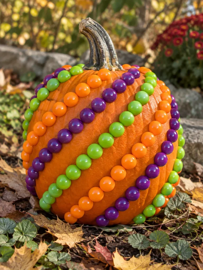 18. Diagonal Stripe Gumball Pumpkin