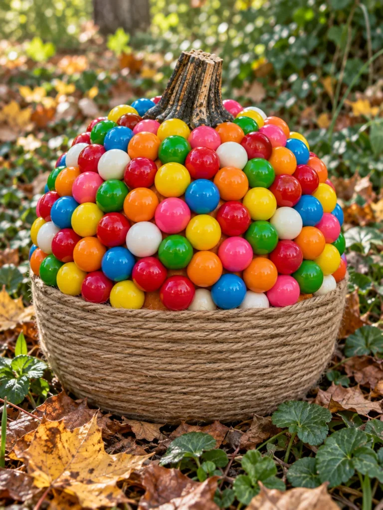 28. Gumball And Twine Wrapped Pumpkin