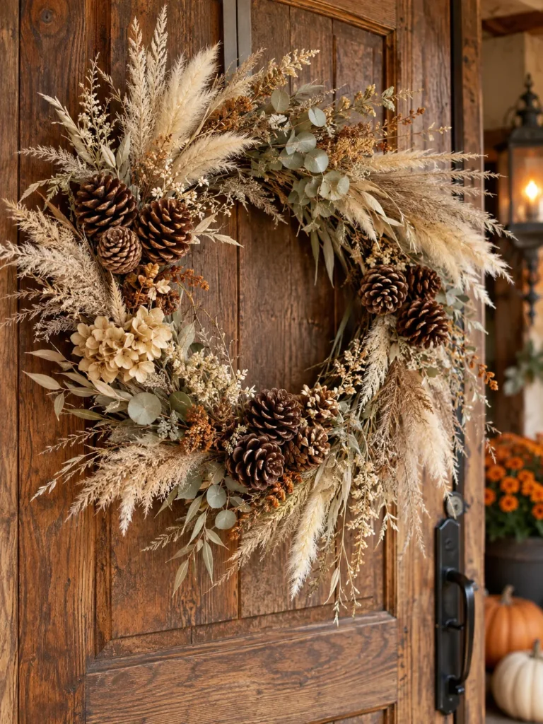 20. Pinecone And Grass Wreath