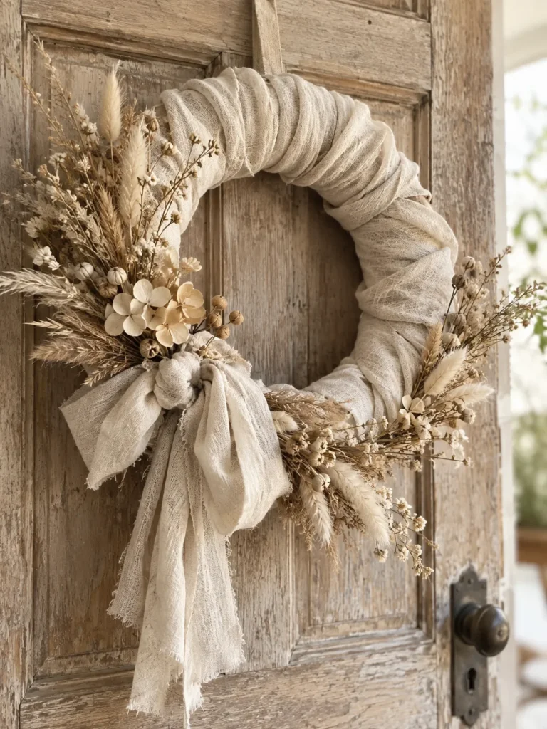 18. Oatmeal And Linen Wreath