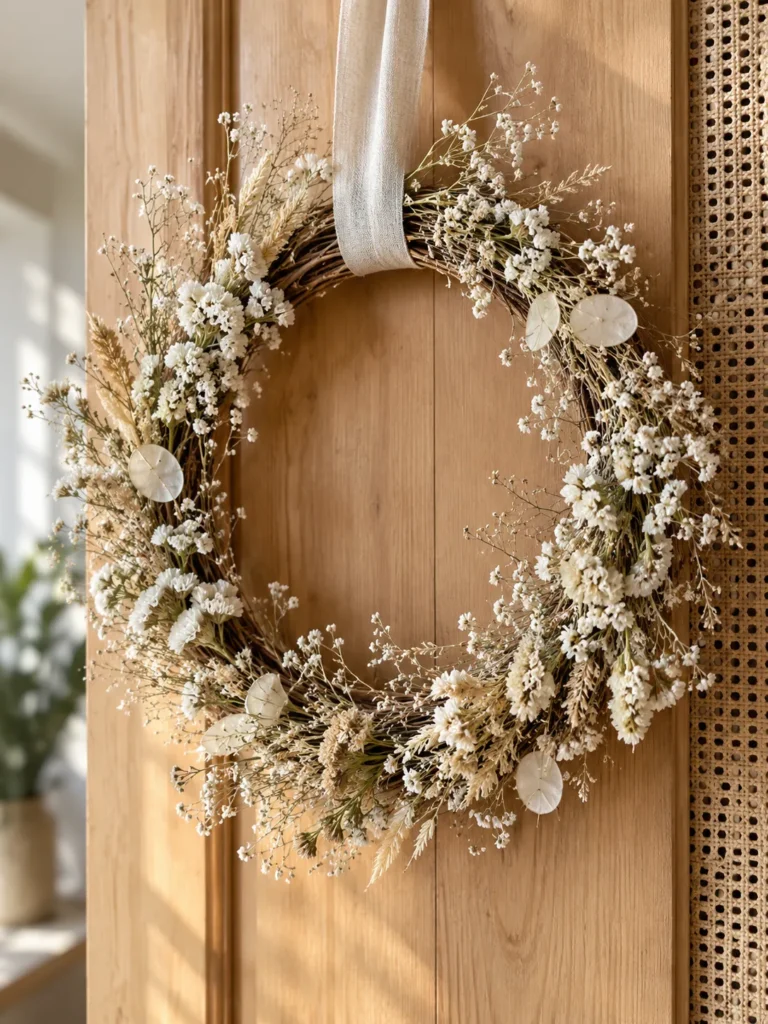 15. White Dried Flower Wreath