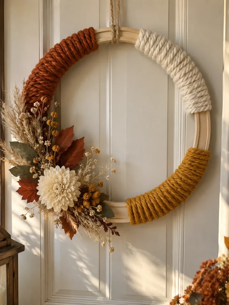 8. Yarn Wrapped Hoop Wreath