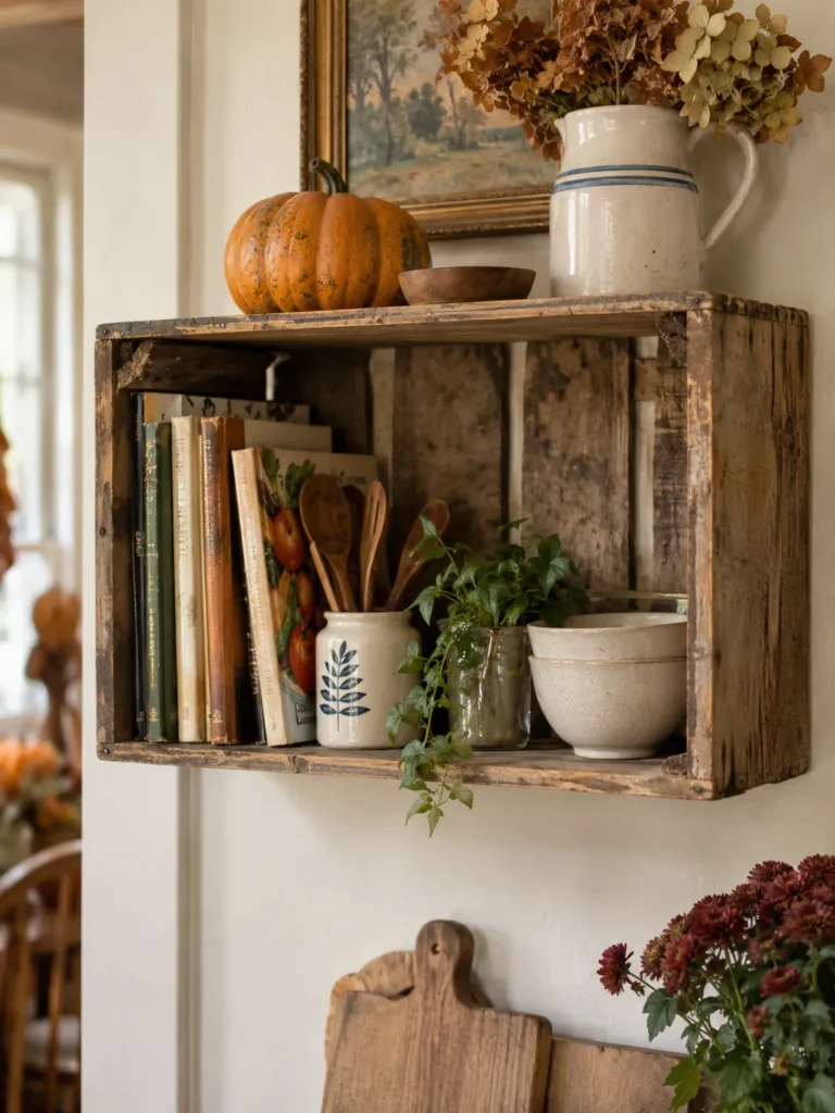 15. Old Wooden Crate Shelf