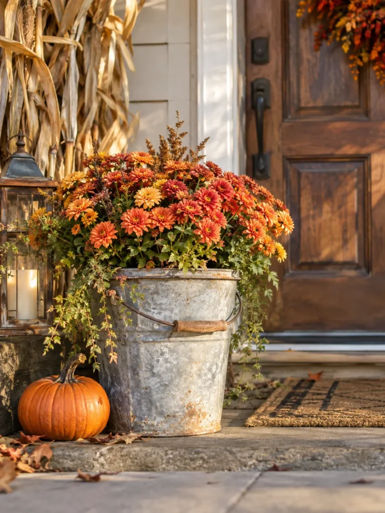 30. Galvanized Bucket Planter