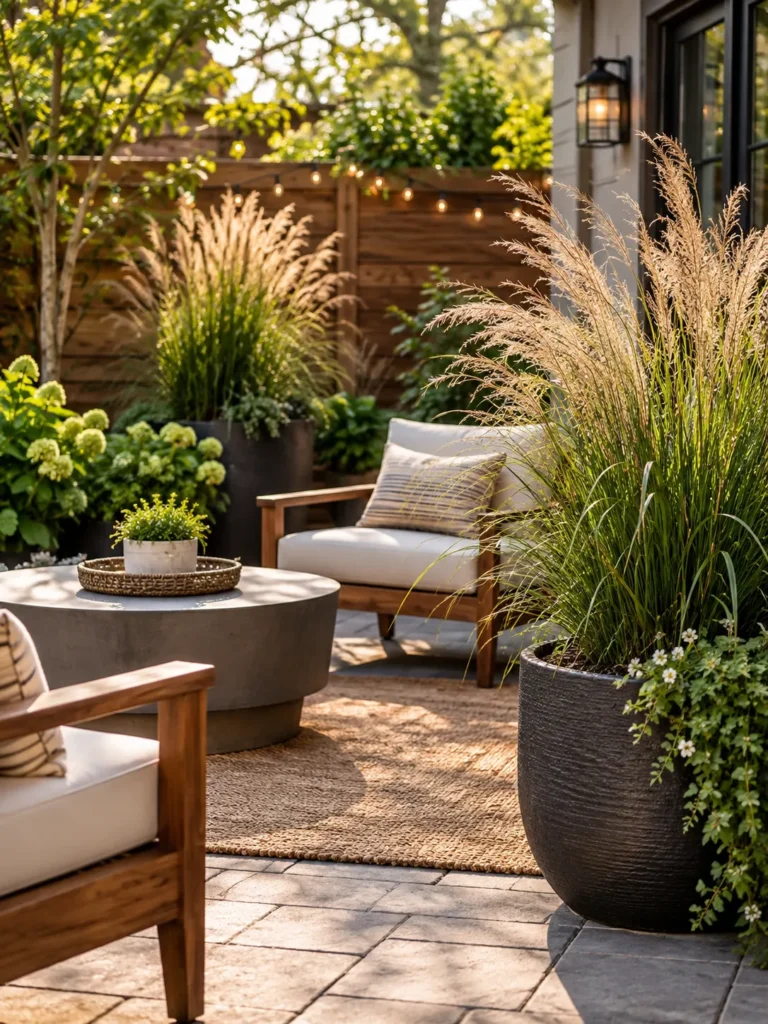 2. Container Grasses On The Patio