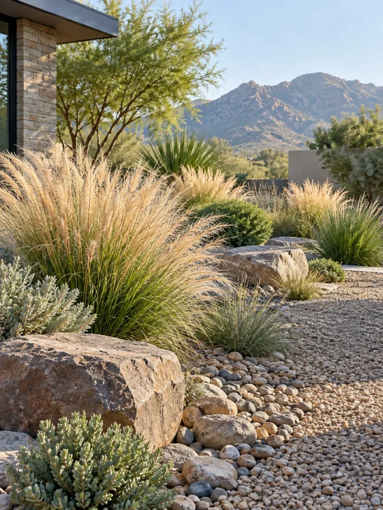 17. Grass With Rocks For Zero Irrigation