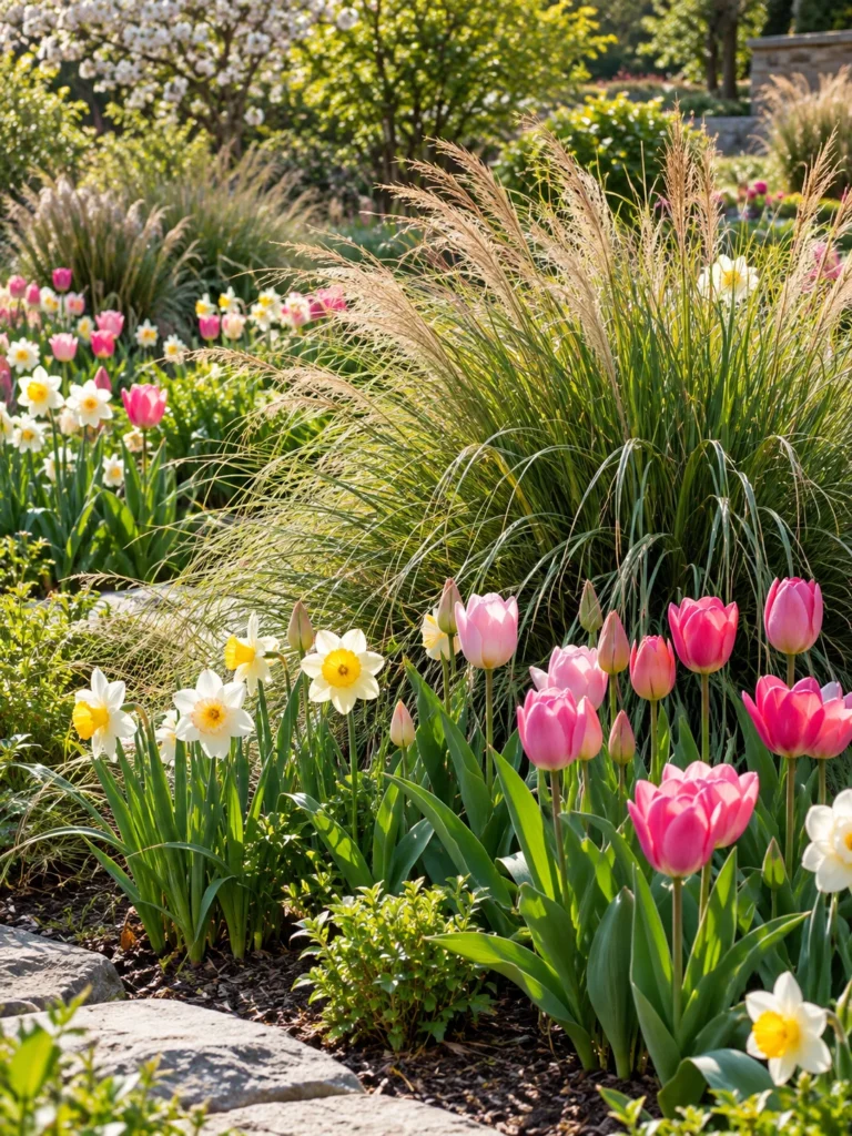 30. Grass Paired With Seasonal Bulbs