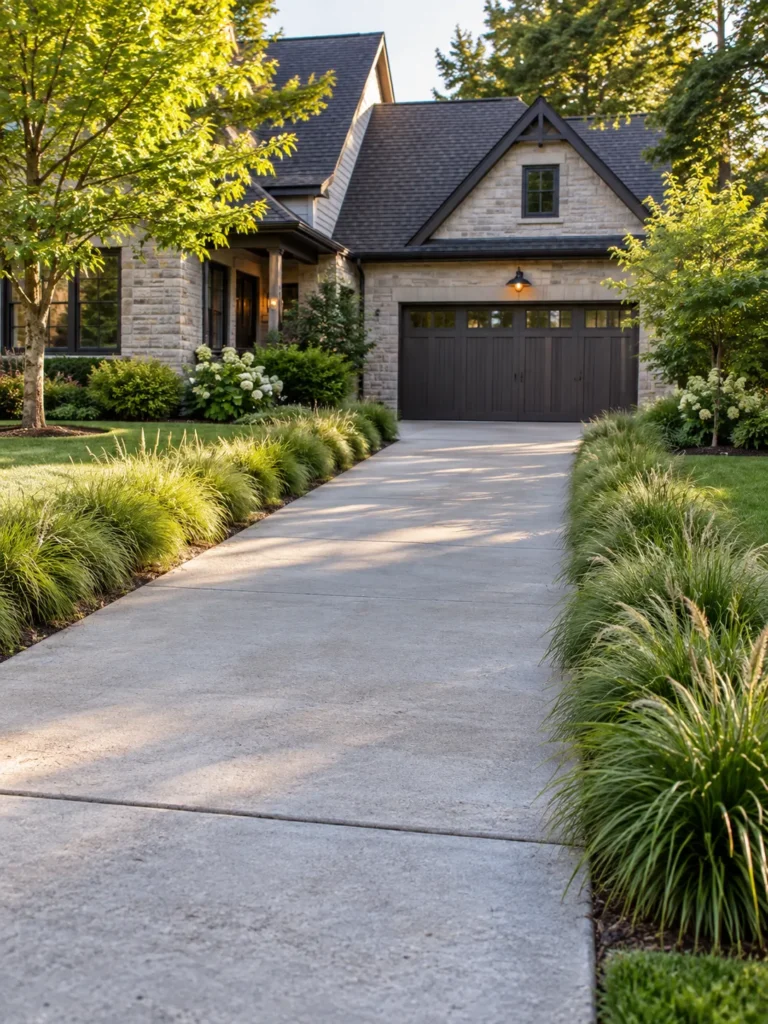 8. Grass-Lined Driveway Edges