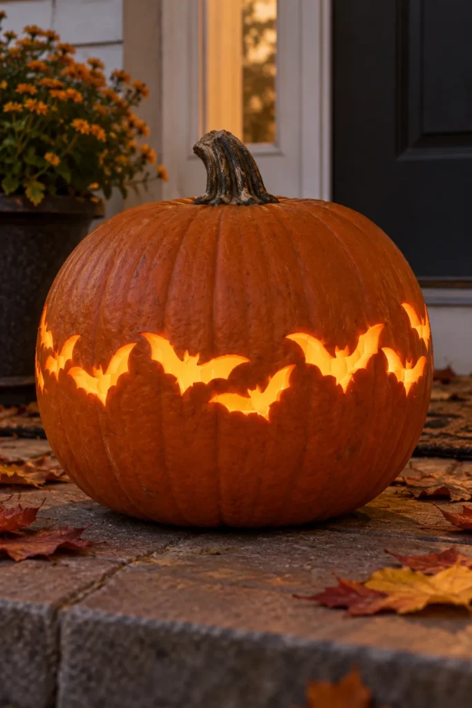 20. Row of Bats Wrapped Around the Pumpkin