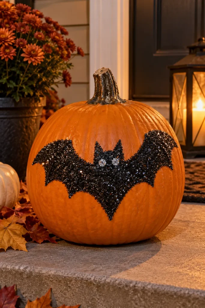 27. Sparkly Glitter Bat Pumpkin
