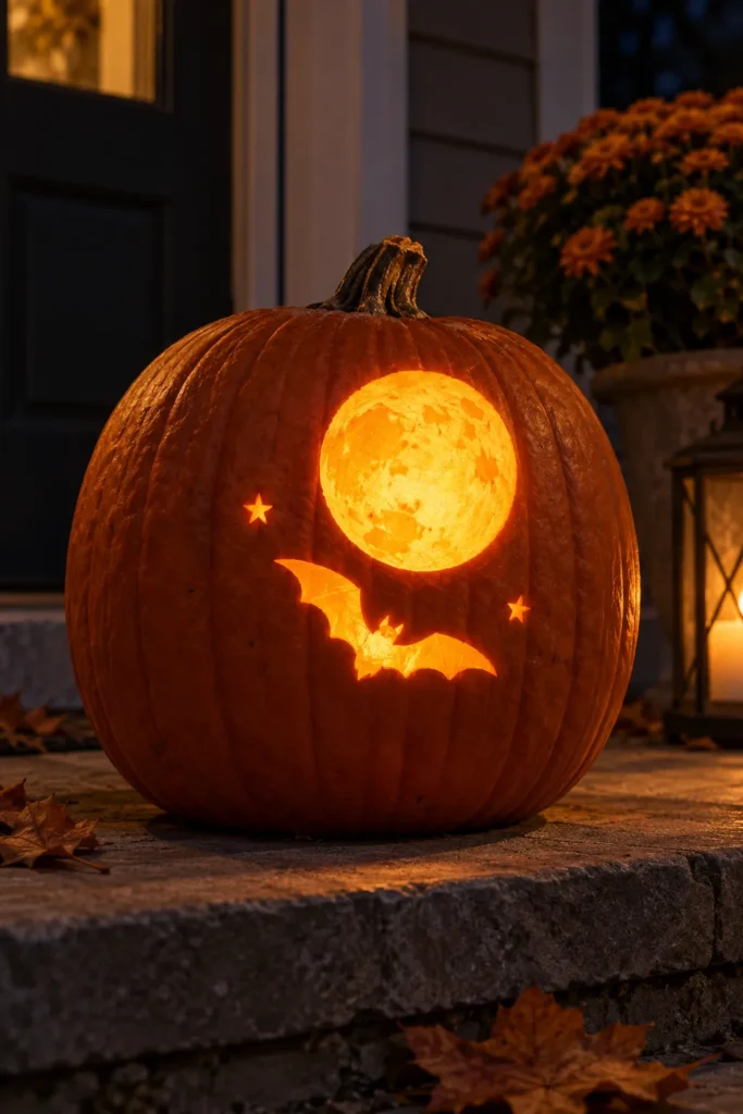 5. Bat and Full Moon Night Scene