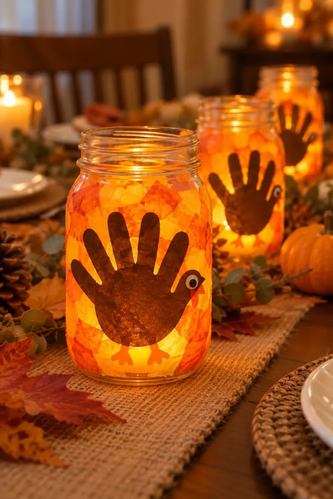 23. Mason Jar Turkey Lantern