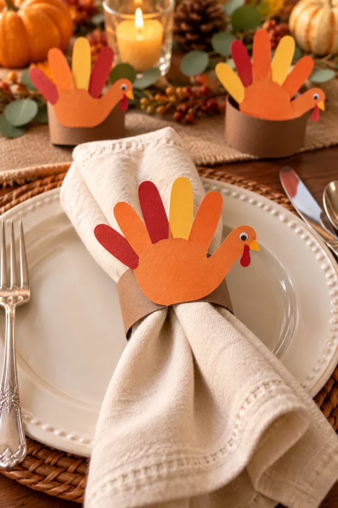 22. Handprint Turkey Napkin Rings