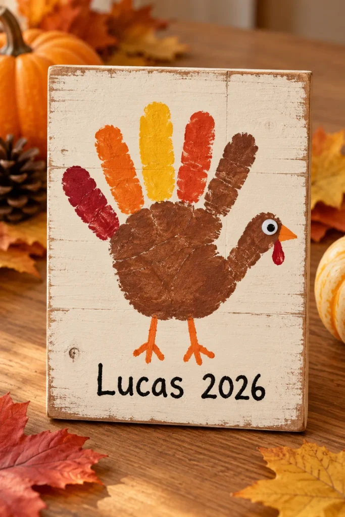 20. Wooden Plank Turkey Sign
