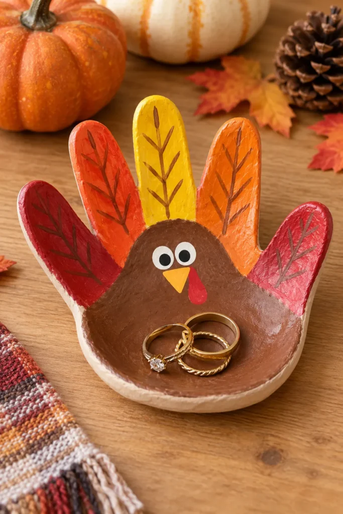 17. Clay Handprint Turkey Trinket Dish
