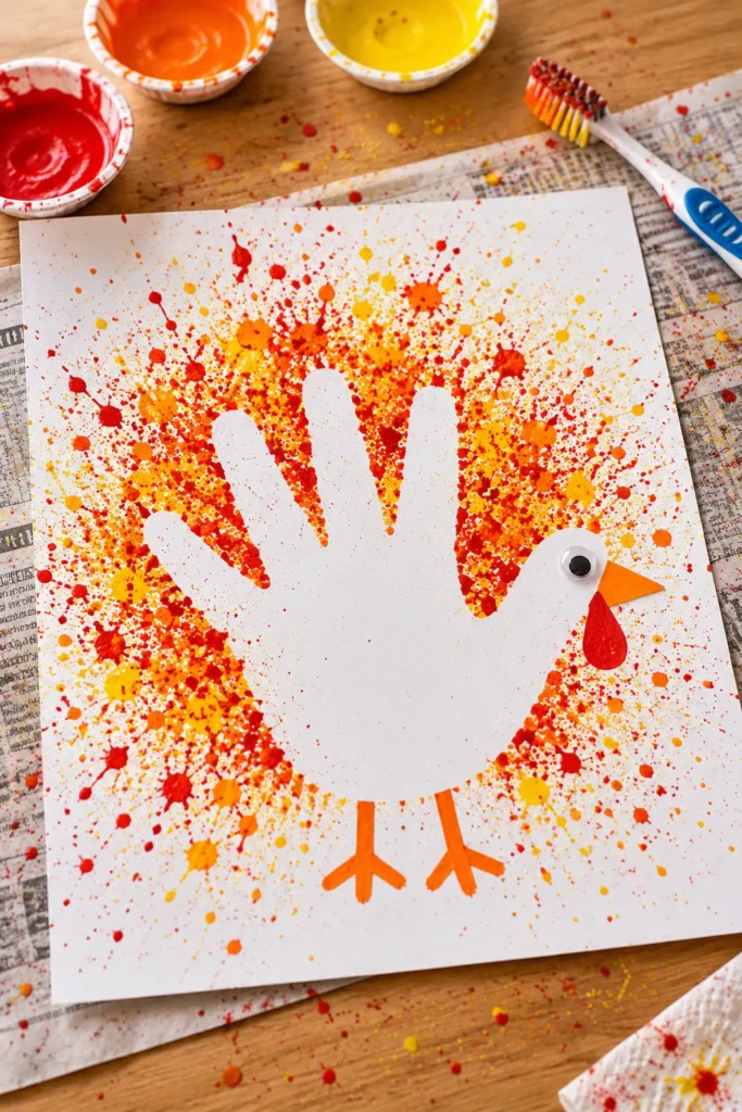 15. Splatter Paint Handprint Turkey