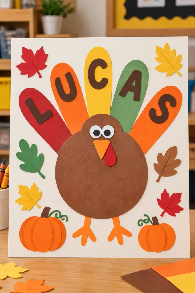 6. Handprint Turkey Name Poster