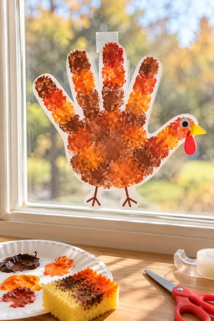 2. Sponge Tap Handprint Turkey
