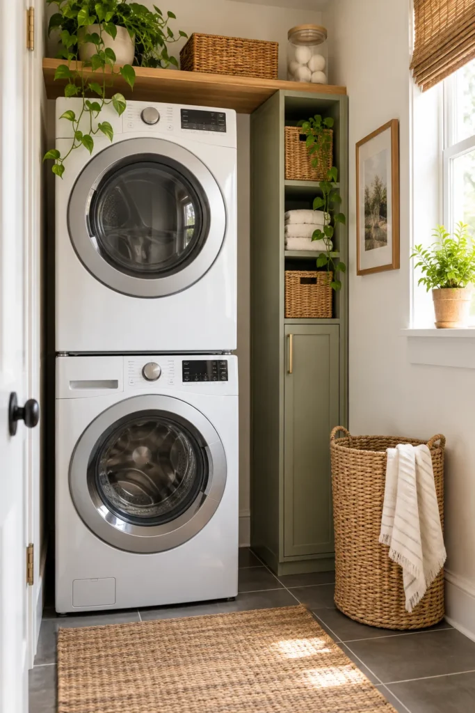 1. Stack Your Washer and Dryer Small Laundry Room Organization Ideas