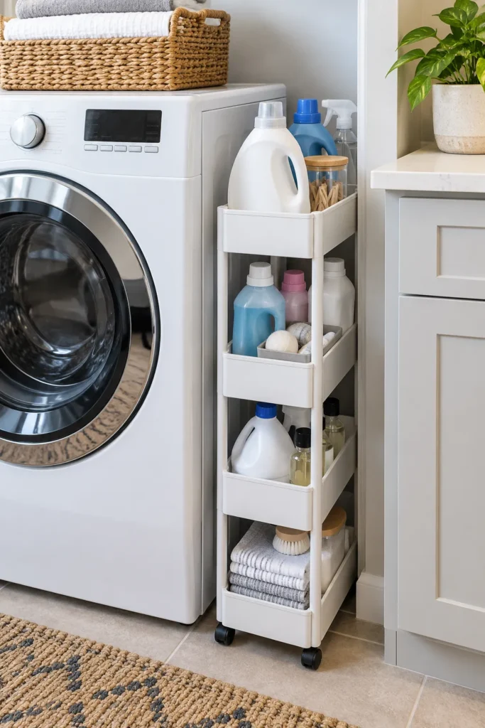 16. Slim Rolling Cart Beside the Washer