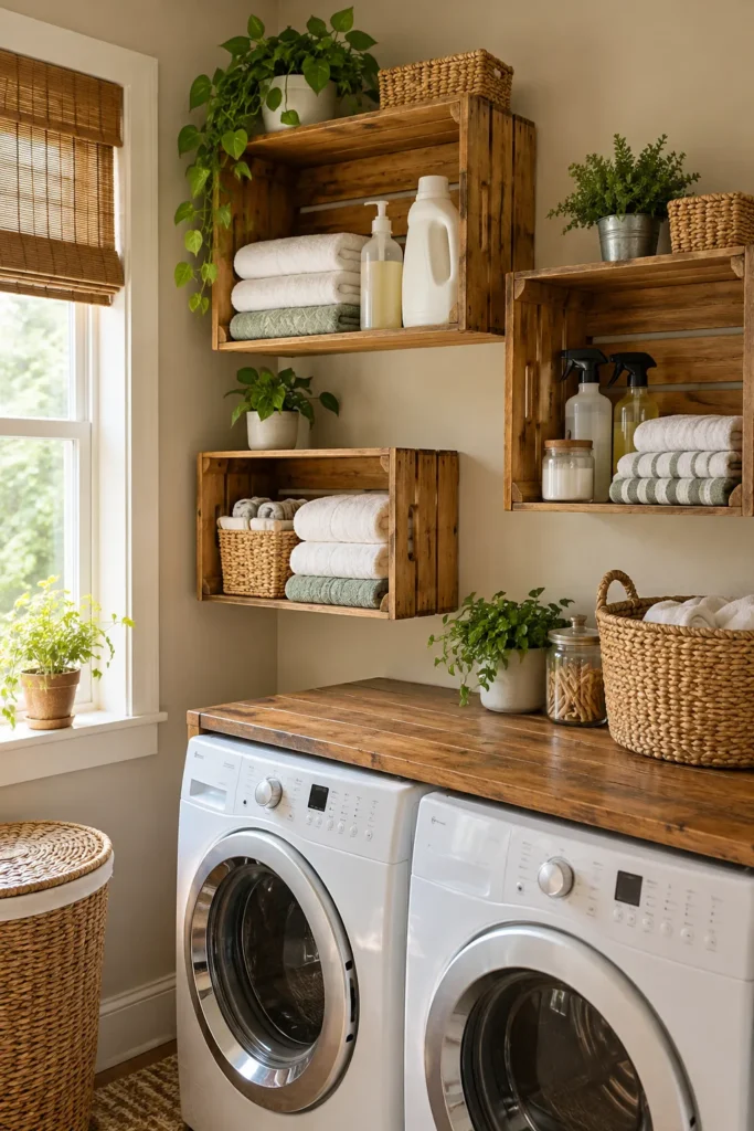 12. Wooden Crates as Wall Cubbies